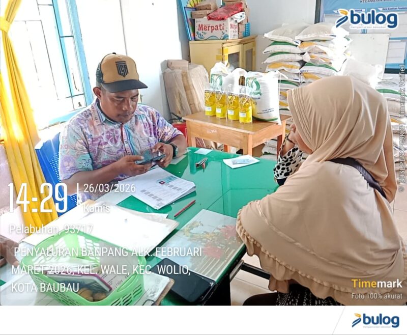 Distribusi Bantuan Pangan BULOG Baubau Sasar 14.926 Penerima di 43 Kelurahan, Mulai Disalurkan Pada 95 Penerima di Kelurahan Wale Untuk Februari dan Maret
