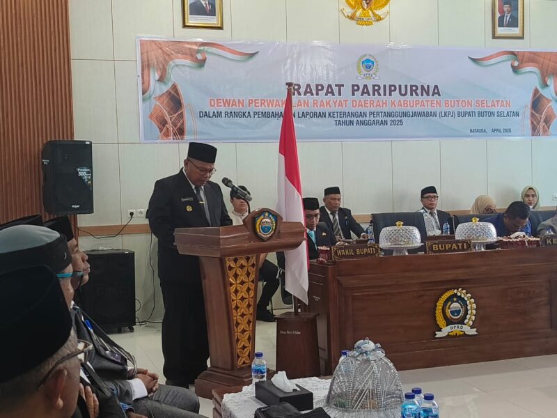 Bupati Buton Selatan H Muh Adios Sampaikan LKPJ 2025, Realisasi PAD Lampaui Target