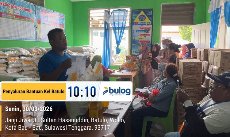 3.857 PBP di Kecamatan Wolio Terima Bantuan Beras dan Minyak dari Bulog Baubau Periode Februari-Maret