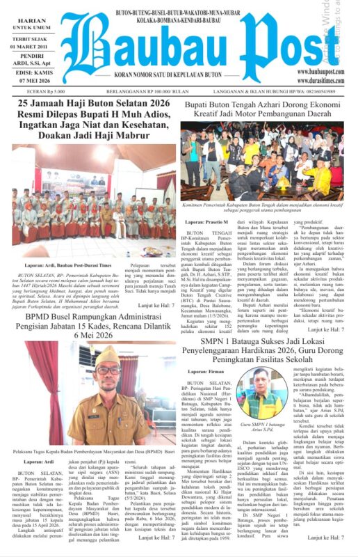 Epaper Koran Harian Baubau Post Edisi 07 Mei 2026