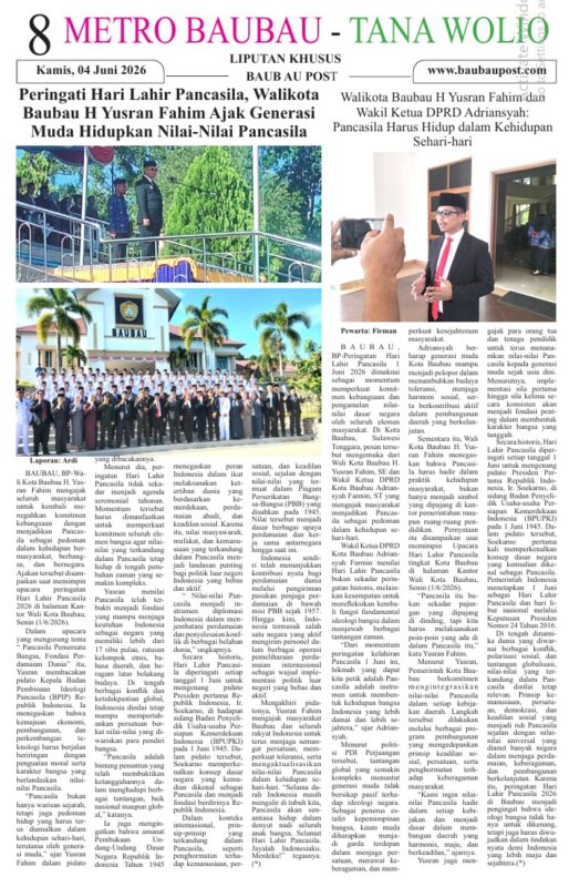 Epaper Koran Harian Baubau Post Edisi 04 Juni 2026 9 08 2