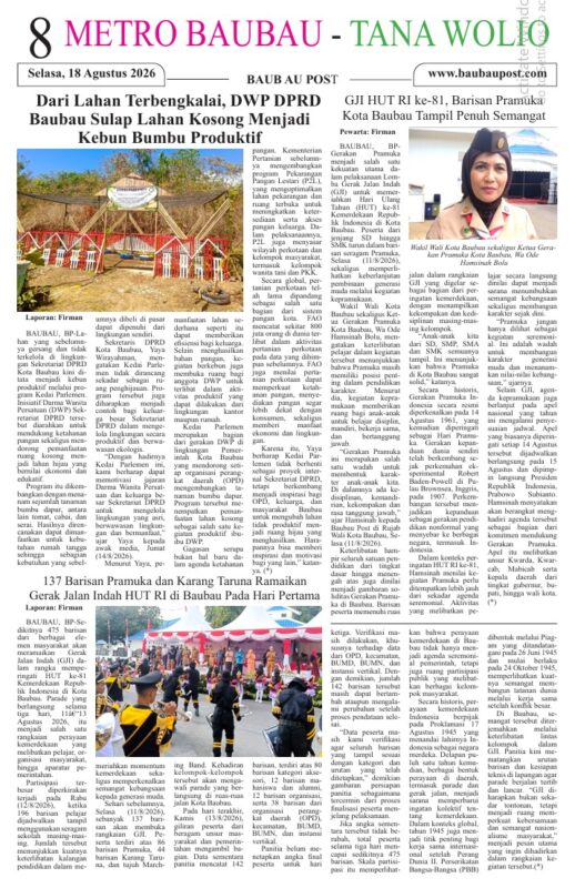 Epaper Koran Harian Baubau Post Edisi 18 Agustus 2026 9 18