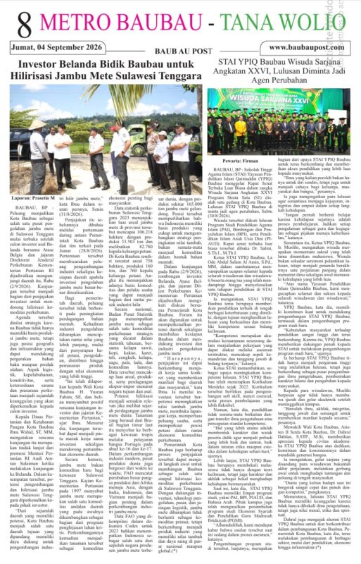 Epaper Koran Harian Baubau Post Edisi 04 September 2026 9 08 2