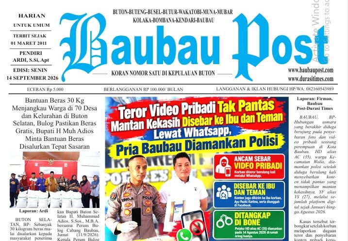 Epaper Koran Harian Baubau Post Edisi 14 September 2026