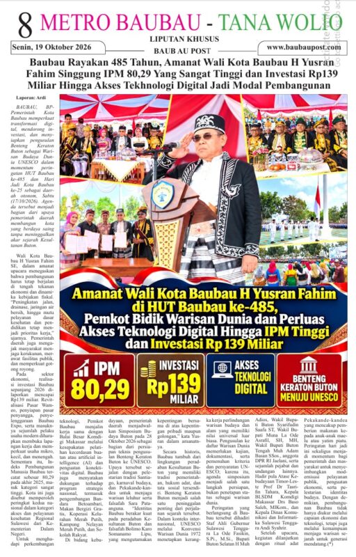 Epaper Koran Harian Baubau Post Edisi 19 Oktober 2026 9 08 8