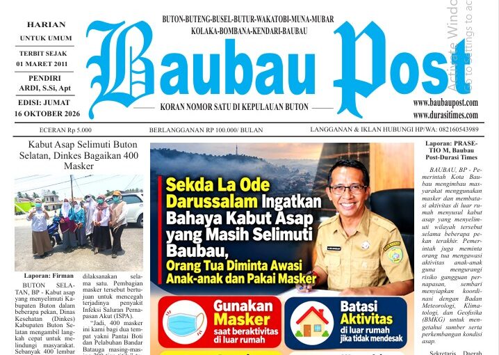 Epaper Koran Harian Baubau Post Edisi 16 Oktober 2026