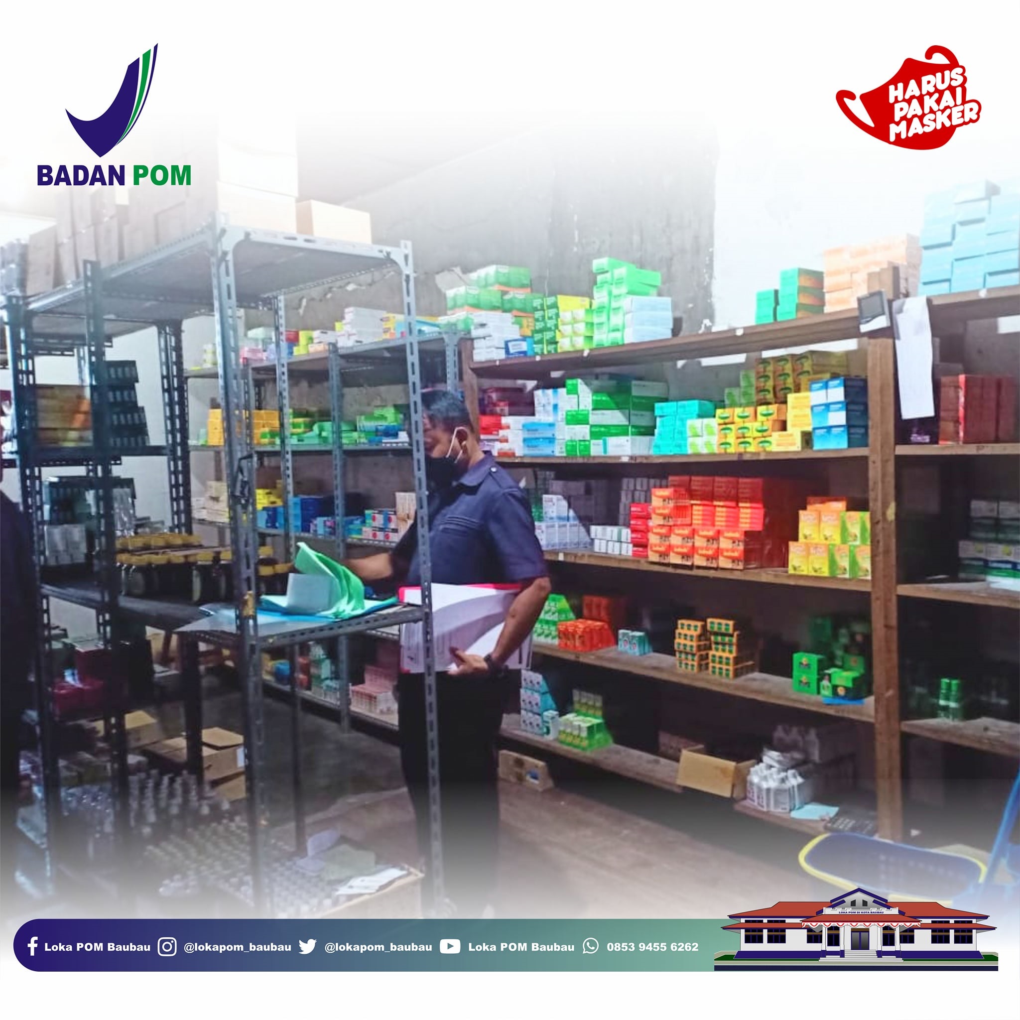 F01.3 Pengawasan yang dilakukan Loka POMJ Baubau di salah satu gudang apotek penyimpanan obat di Kota Baubau