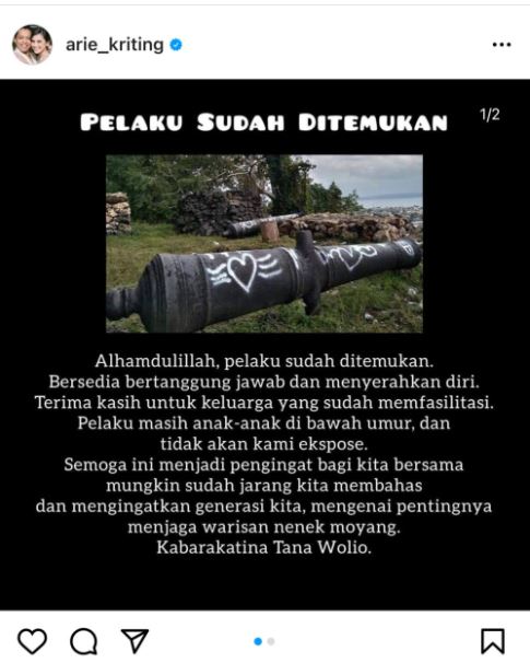 Arie Kriting Sebut Pelaku yang Coret-Coret Meriam Keraton Buton Ditemukan 2 F01.5 1 1