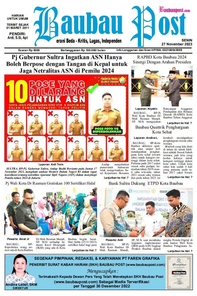e-Paper Koran Baubau Post Edisi 27 November 2023 2 01 3 rotated