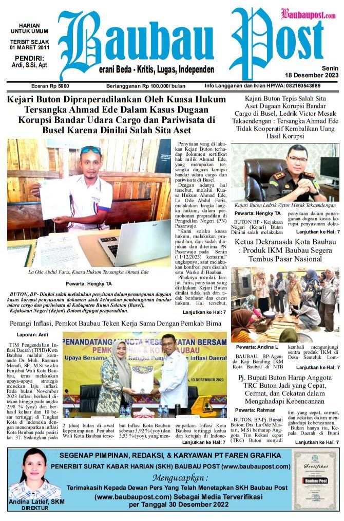 e-Paper Koran Baubau Post Edisi 18 Desember 2023 2 01 9 rotated