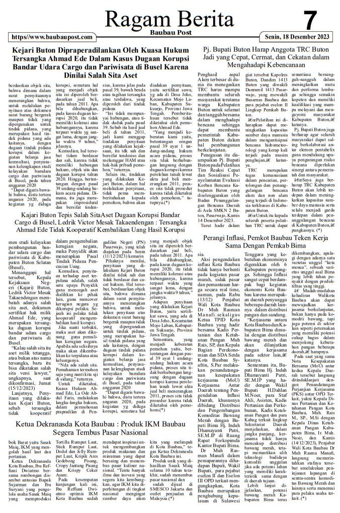 e-Paper Koran Baubau Post Edisi 18 Desember 2023 8 07 8 rotated