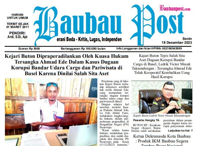e-Paper Koran Baubau Post Edisi 18 Desember 2023 1 e-Paper Koran Baubau Post Edisi 18 Desember 2023