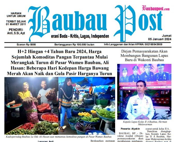 cover, e-Paper Koran Baubau Post Edisi 05 Januari 2024