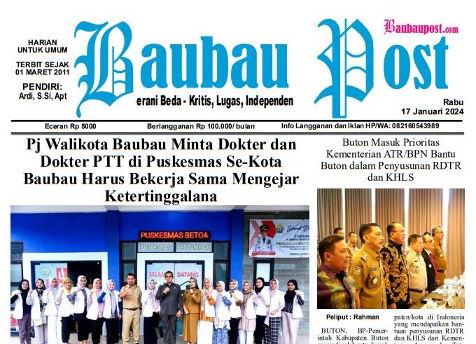 cover, e-Paper Koran Baubau Post Edisi 17 Januari 2024