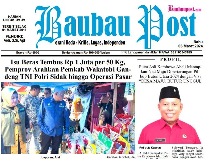 cover, e-Paper Koran Baubau Post Edisi 06 Maret 2024