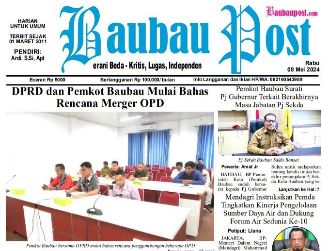 cover, e-Paper Koran Baubau Post Edisi 08 Mei 2024