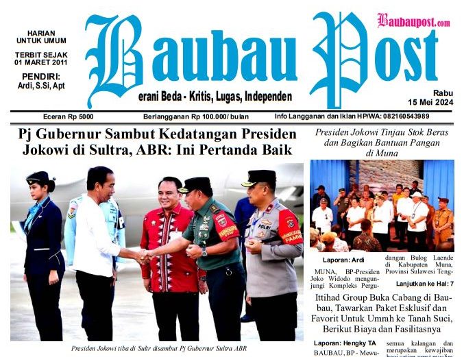 cover, e-Paper Koran Baubau Post Edisi 15 Mei 2024