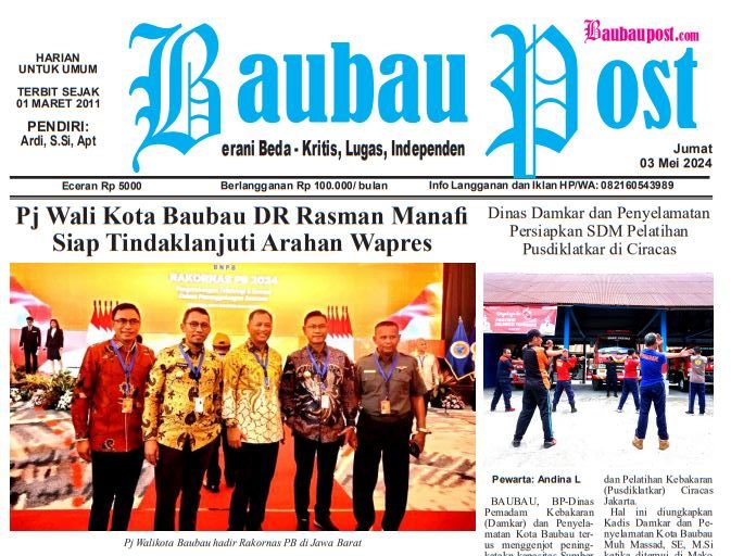 cover, e-Paper Koran Baubau Post Edisi 03 Mei 2024
