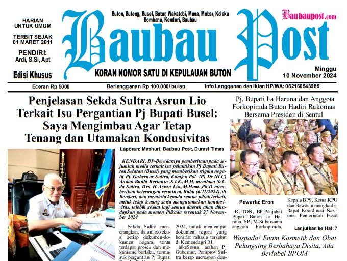 Epaper Koran Harian Baubau Post Edisi 10 November 2024