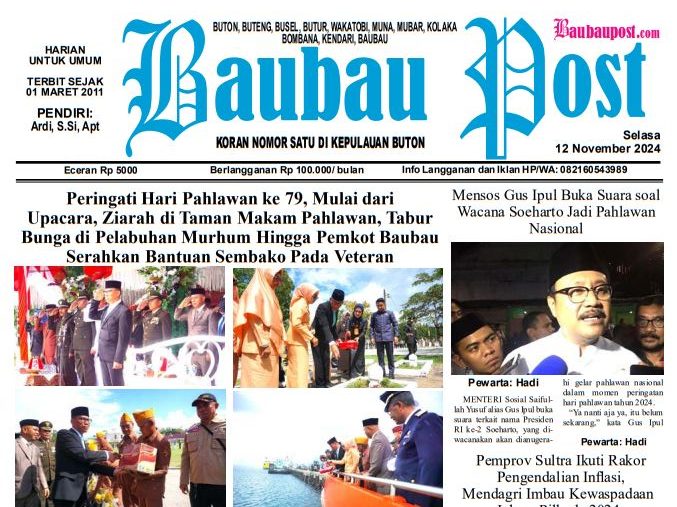 Epaper Koran Harian Baubau Post Edisi 12 November 2024