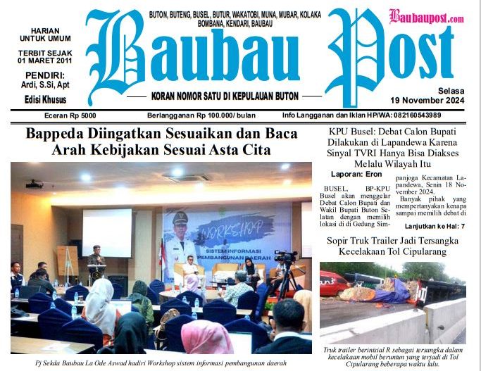 Epaper Koran Harian Baubau Post Edisi 19 November 2024