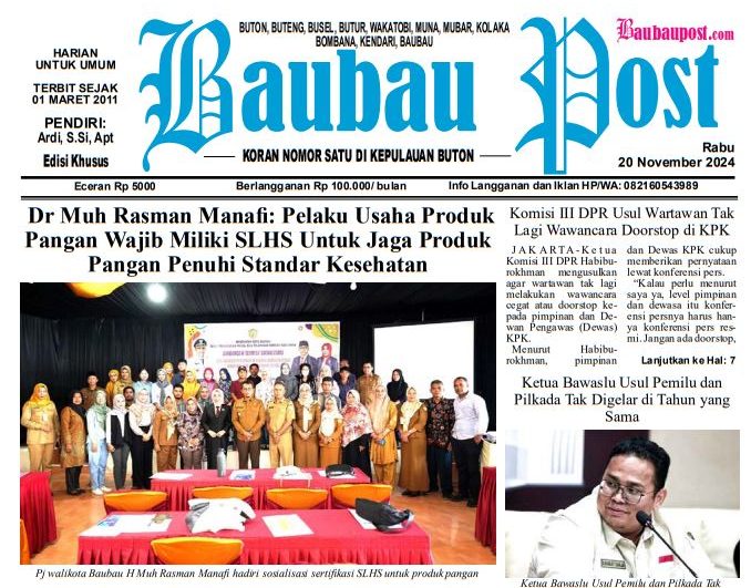 Epaper Koran Harian Baubau Post Edisi 20 November 2024