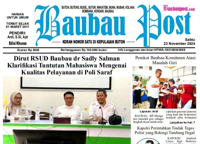 Epaper Koran Harian Baubau Post Edisi 23 November 2024
