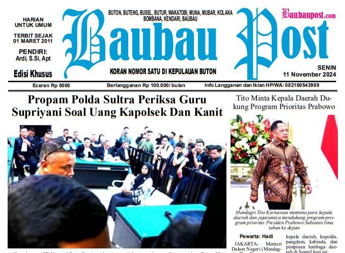 Epaper Koran Harian Baubau Post Edisi 11 November 2024