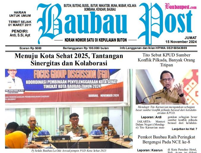 Epaper Koran Harian Baubau Post Edisi 15 November 2024