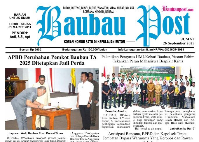 Epaper Koran Harian Baubau Post Edisi 26 September 2025