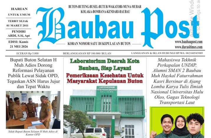 Epaper Koran Harian Baubau Post Edisi 21 Mei 2026