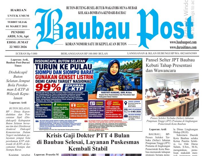 Epaper Koran Harian Baubau Post Edisi 22 Mei 2026