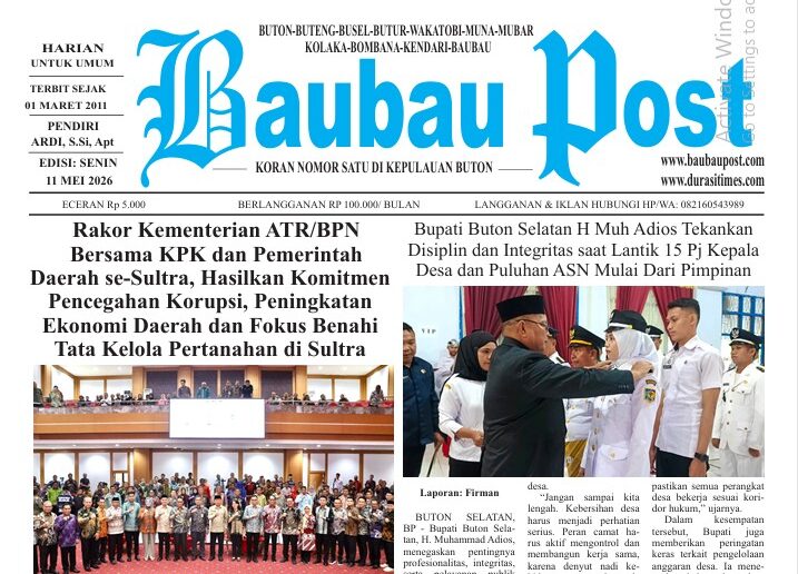 Epaper Koran Harian Baubau Post Edisi 11 Mei 2026
