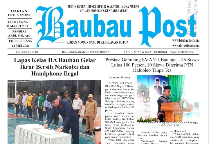 Epaper Koran Harian Baubau Post Edisi 12 Mei 2026