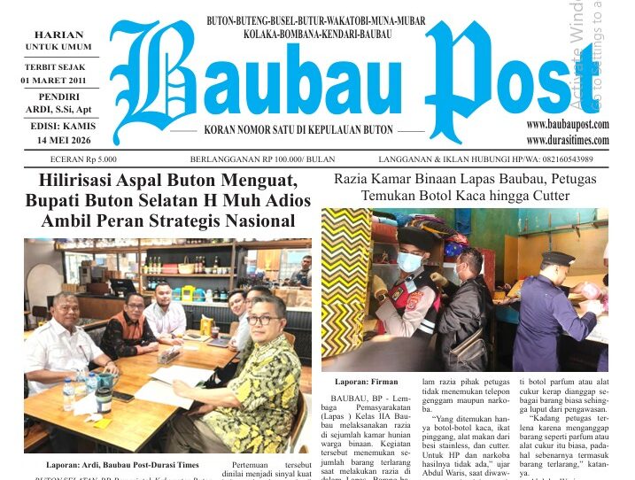 Epaper Koran Harian Baubau Post Edisi 14 Mei 2026