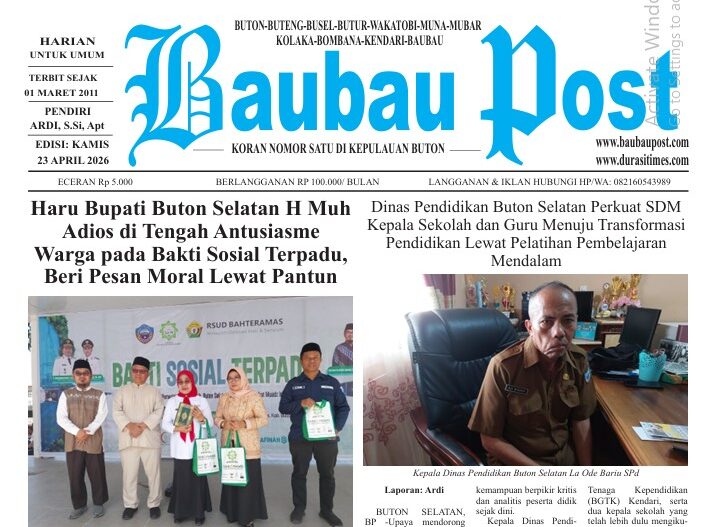 Epaper Koran Harian Baubau Post Edisi 23 April 2026