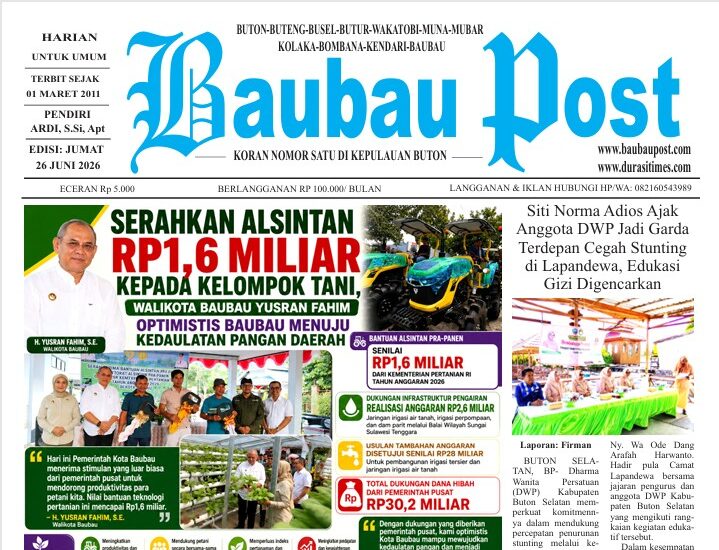 Epaper Koran Harian Baubau Post Edisi 26 Juni 2026