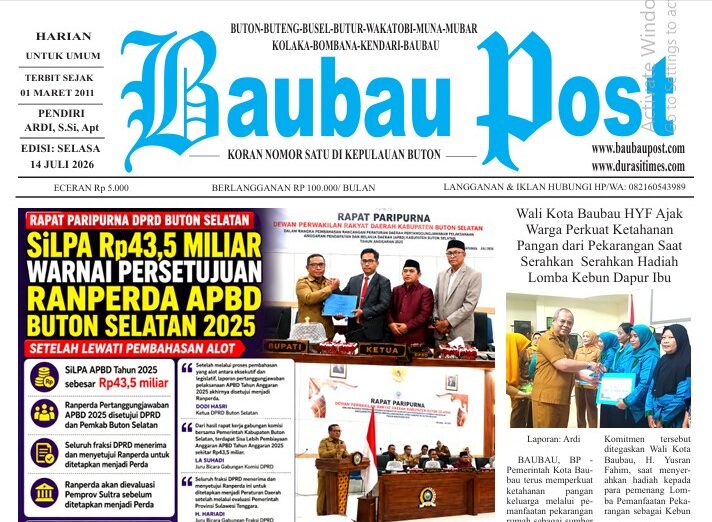 Epaper Koran Harian Baubau Post Edisi 14 Juli 2026