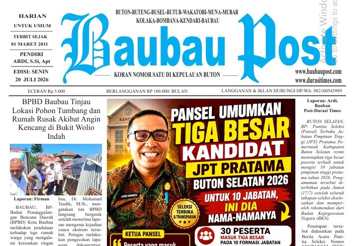 Koran Online Baubau Post Edisi 20 Juli 2026