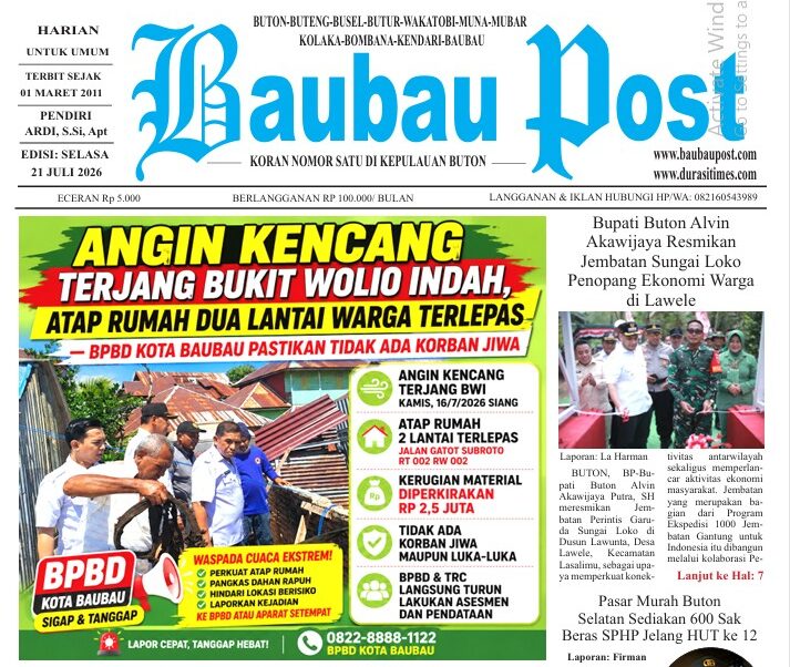 Epaper Koran Harian Baubau Post Edisi 21 Juli 2026