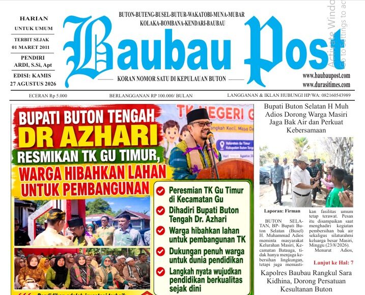 Epaper Koran Harian Baubau Post Edisi 27 Agustus 2026