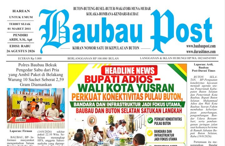 Epaper Koran Harian Baubau Post Edisi 26 Agustus 2026
