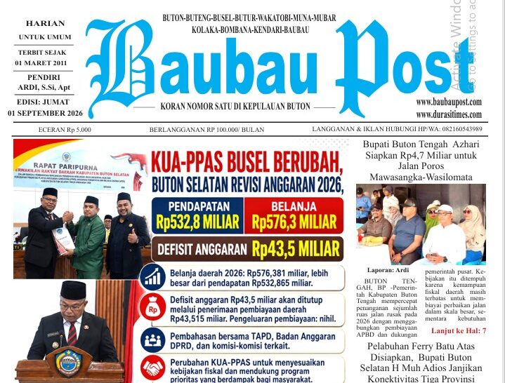 Epaper Koran Harian Baubau Post Edisi 04 September 2026