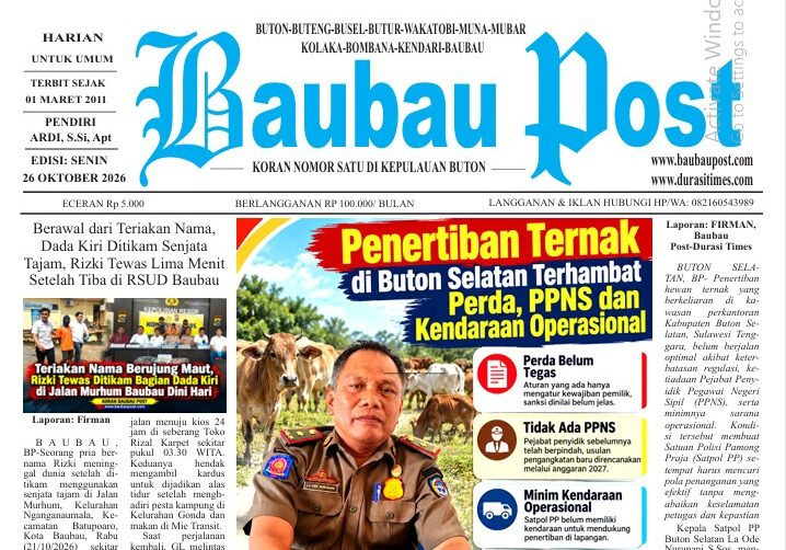 Epaper Koran Harian Baubau Post Edisi 26 Oktober 2026