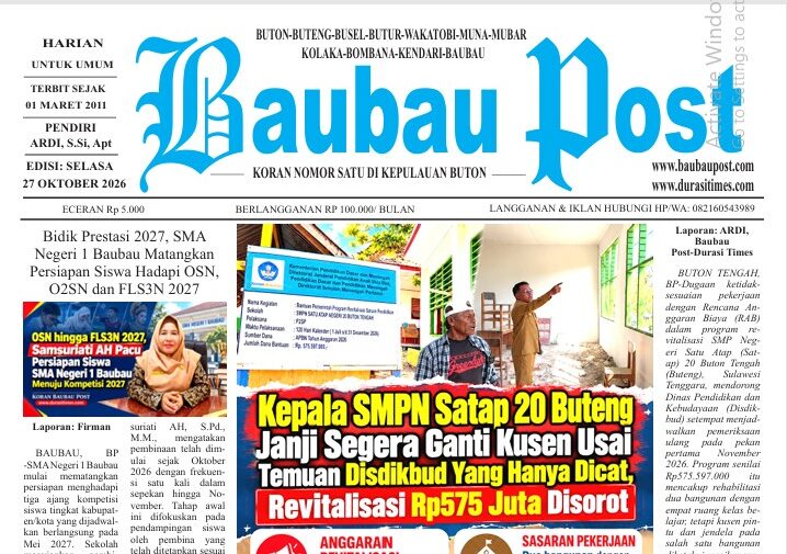 Epaper Koran Harian Baubau Post Edisi 27 Oktober 2026