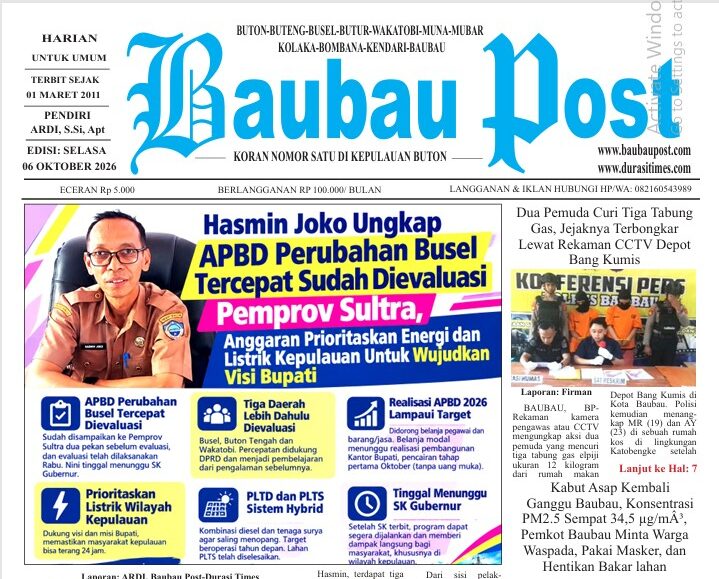 Epaper Koran Harian Baubau Post Edisi 06 Oktober 2026