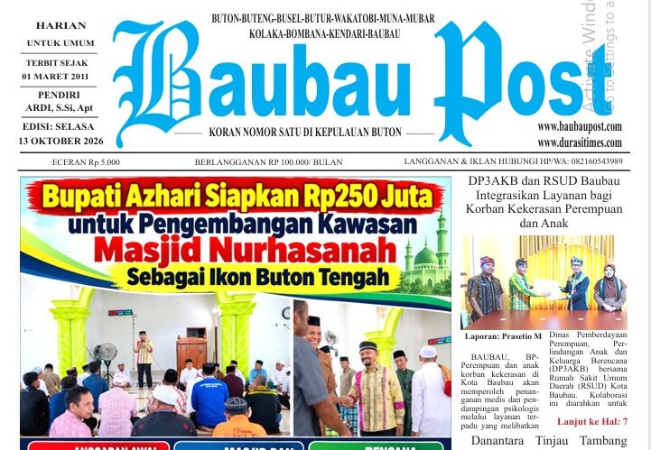 Epaper Koran Harian Baubau Post Edisi 13 Oktober 2026