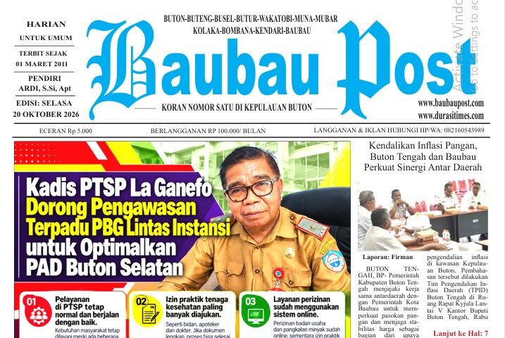 Epaper Koran Harian Baubau Post Edisi 20 Oktober 2026